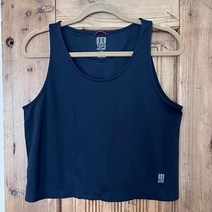 Topo Designs Women's River Tank Crop Top Navy Blue Size M EUC